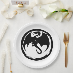 Black Dragon white paper plates