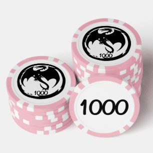 Black Dragon white pink 1000 striped poker chip