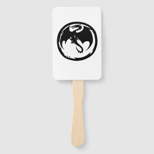 Black Dragon white rectangle hand fans