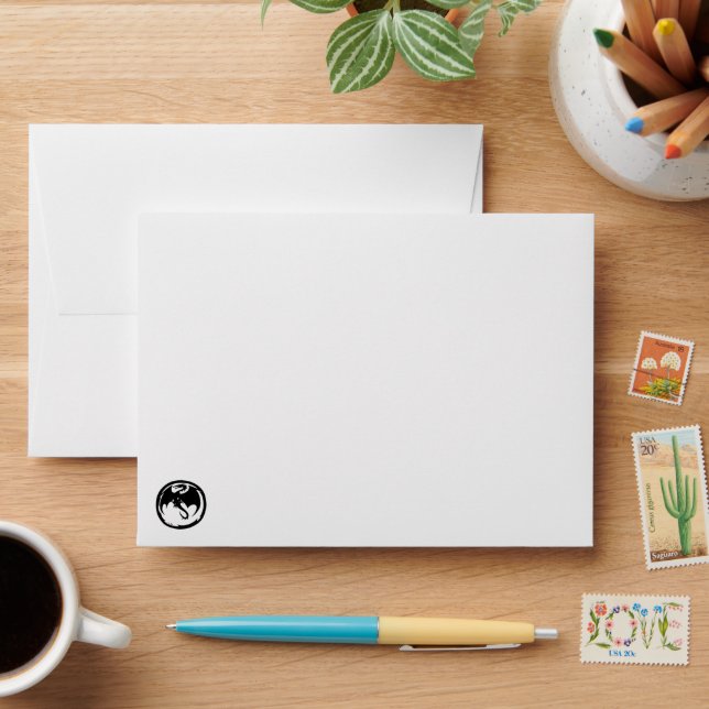 Black Dragon white small envelopes front and back (Desk)