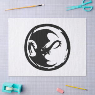 Black Dragon white tissue paper large