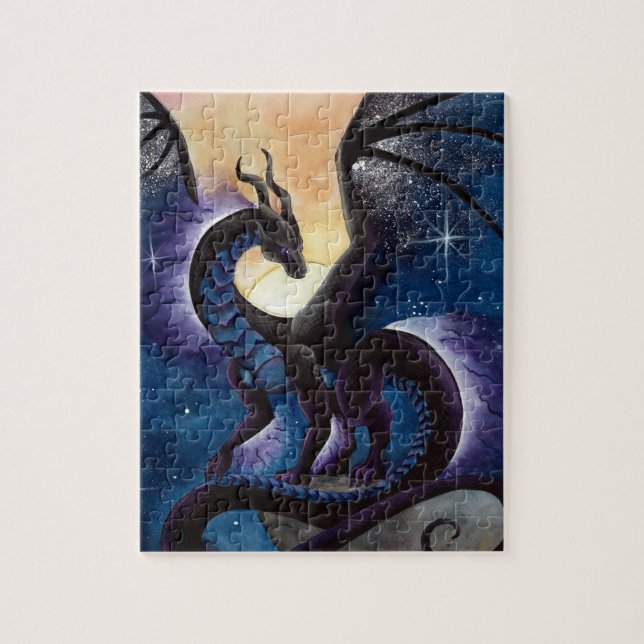 Black Dragon with Night Sky by Carla Morrow Jigsaw Puzzle (Vertical)