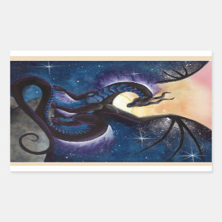 Black Dragon with Night Sky by Carla Morrow Rectangular Sticker