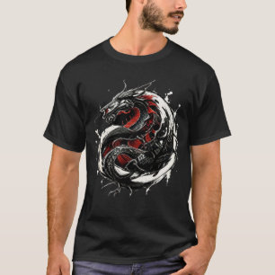 Black Dragon Yin Yang Fantasy Art T-Shirt