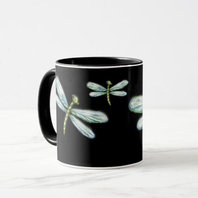 Black Dragonfly Design Mug (Front Left)