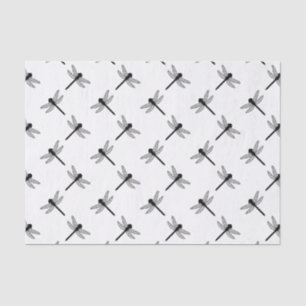 Black Dragonfly Pattern On White Tissue Paper