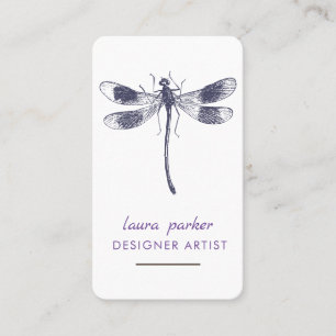 Black Dragonfly Retro Vintage Good luck Tattoo Business Card