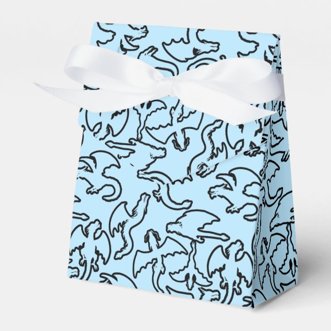 Black dragons pattern outline.b L Blue BG Favour Box (Front Side)