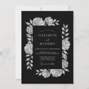 Black Dramatic Evening Wedding Invitation