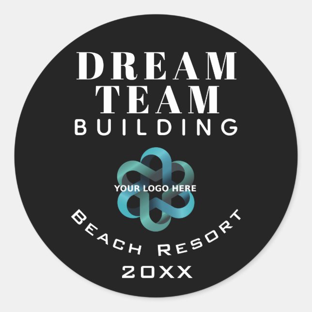 Black Dream Team Building Company Logo Employee Classic Round Sticker (Front)