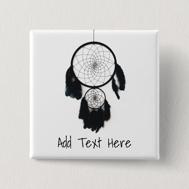 Black Dreamcatcher on White Background 15 Cm Square Badge (Front)