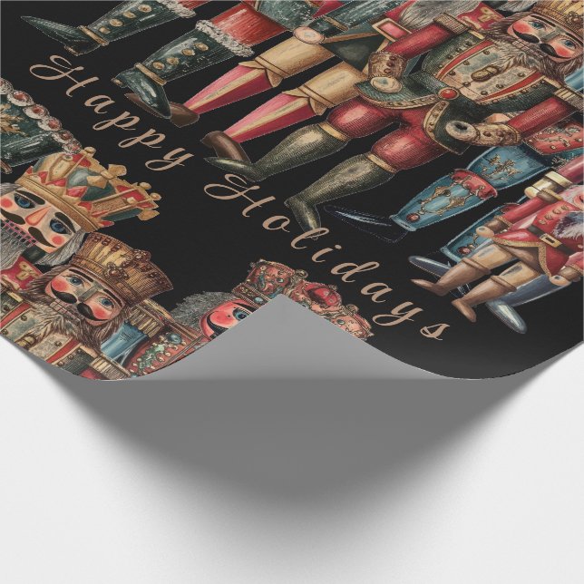 Black Dreamy Nutcracker Kings Wrapping Paper (Corner)