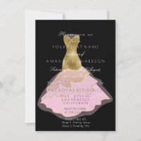 Black Dress Gold Sparkly Pink 16th Bridal Birthday