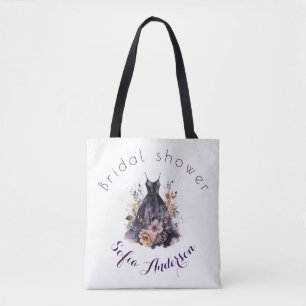 Black dress purple bridal shower  tote bag