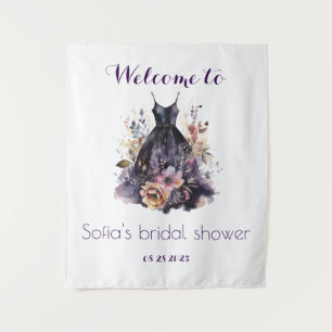 Black dress purple flower bridal shower tapestry