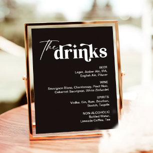 Black Drink Menu Wedding Bar Sign