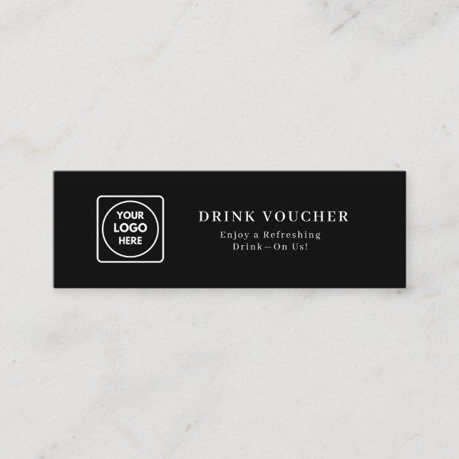 Black Drink Voucher Card | Custom Corporate Event  (Front)
