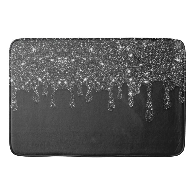 Black Dripping Glitter Bath Mat (Front)