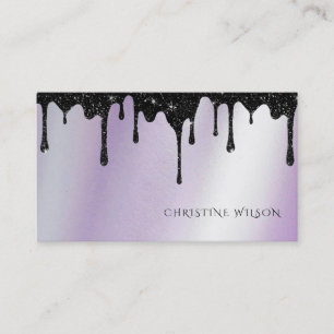 black dripping glitter business card