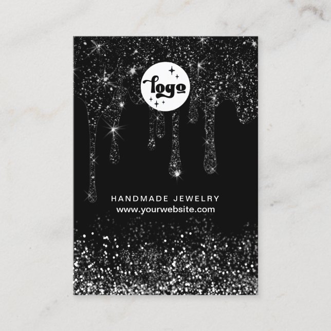 black dripping glitter  display card (Front)