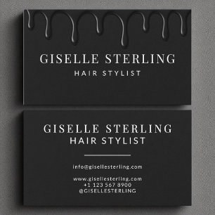 Black Dripping Luxe Hair Stylist  Business Card