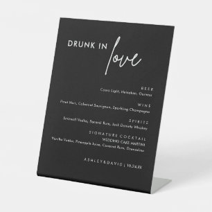 Black Drunk In Love Modern Wedding Bar Sign