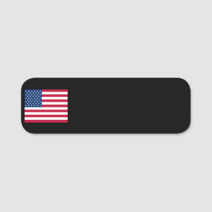 Black Dry Erase American Flag Name Tag
