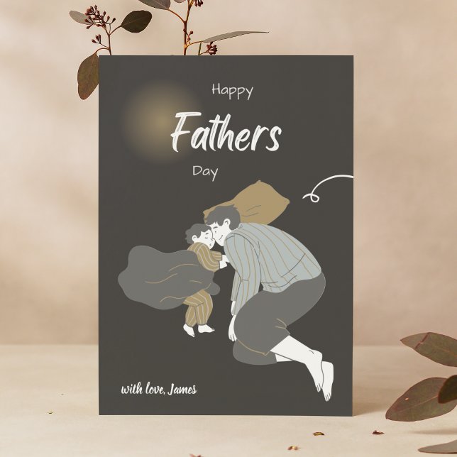 Black Dull Modern Dad And Son - Happy Fathers Day  Card (Creator Uploaded)