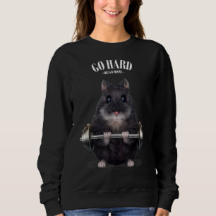 Black Dwarf Hamster Muscle Training Weightlifting  Sweatshirt