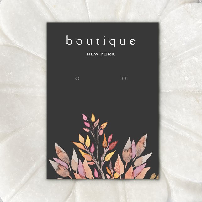 Black Earthy Leaves Jewelry Earring Display Card (Creator Uploaded)