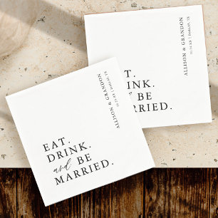 Black Eat Drink and Be Married Rehearsal Dinner Napkin