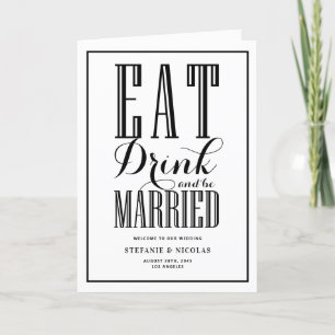 Black Eat, Drink and Be Married Wedding Programme