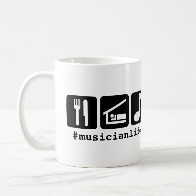 Black Eat Sleep Music Icons Coffee Mug (Left)