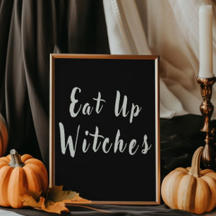 Black Eat Up Witches Halloween Chic Food Table  Poster