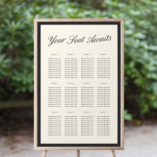 Black & Ecru Classic Script Wedding Seating Chart