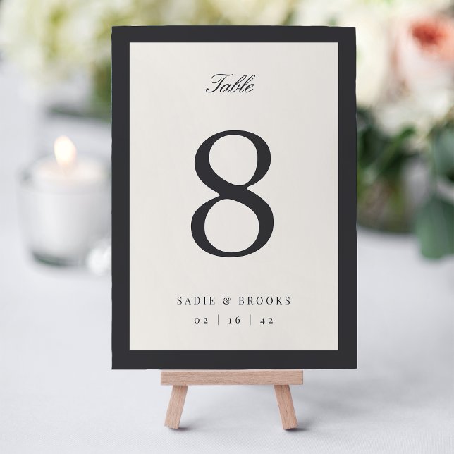 Black & Ecru Classic Script Wedding Table Number (Creator Uploaded)