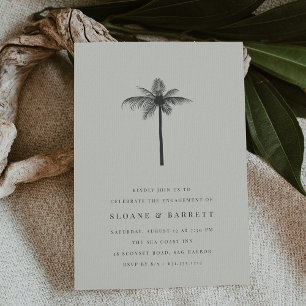 Black & Ecru Coconut Palm Engagement Party Invitation