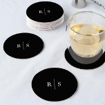 Black & Ecru Editable Colour Monogram Wedding Round Paper Coaster<br><div class="desc">Finish your wedding cocktail hour decor in elegant style with these monogram coasters in rich black with your initials in traditional serif ivory ecru lettering. Easily change colours to match your invitations by clicking "customise" and selecting your desired background and text colours.</div>