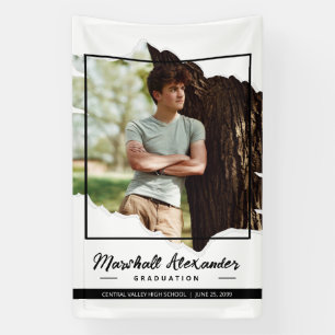 Black Edgy Abstract Torn Photo Graduation Banner