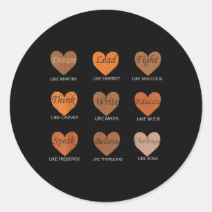 Black Educated Leader Hearts Celebrating Black His Classic Round Sticker