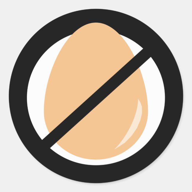 Black Egg Free No Eggs Allergy Warning Classic Round Sticker (Front)