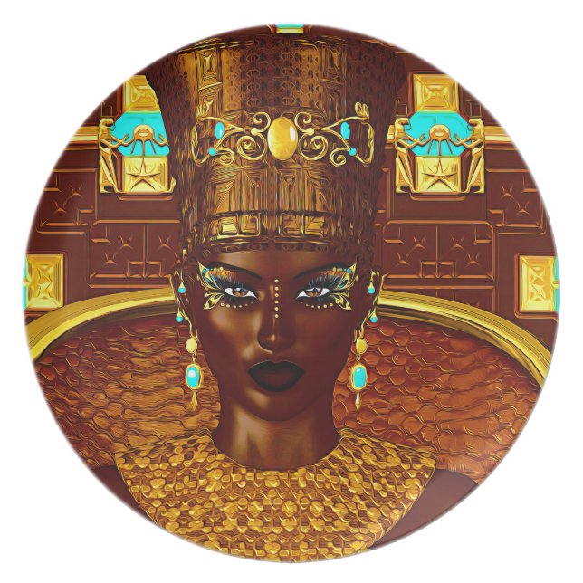 Black Egyptian princess in our modern digital art Plate (Front)