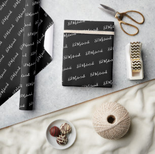 Black Eid Mubarak Script Muslim Wrapping Paper