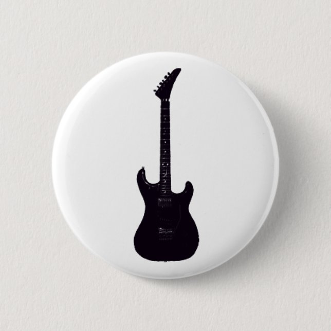 Black Electric Guitar 6 Cm Round Badge (Front)