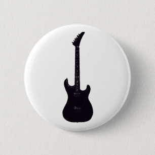 Black Electric Guitar 6 Cm Round Badge