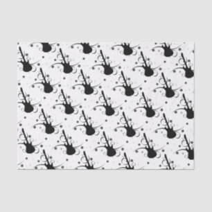 Black Electric Guitar with Floral Pattern Tissue Paper