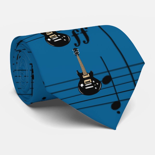 Black Electric Guitars Royal Blue Tie (Rolled)