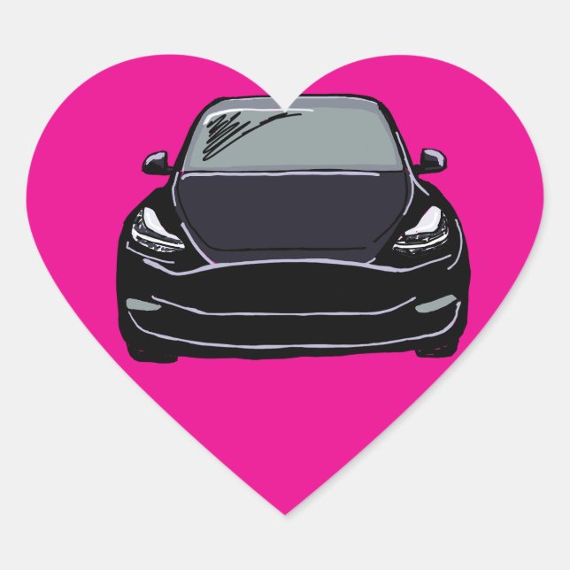 Black Electric Vehicle SUV Car Drawing Heart Sticker (Front)