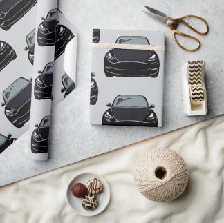 Black Electric Vehicle SUV Car Grey Background Wrapping Paper