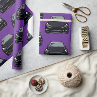 Black Electric Vehicle SUV Car Purple Background Wrapping Paper